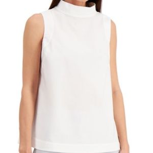 ALFANI Macy's White Funnel-Neck Sleeveless Top NWT